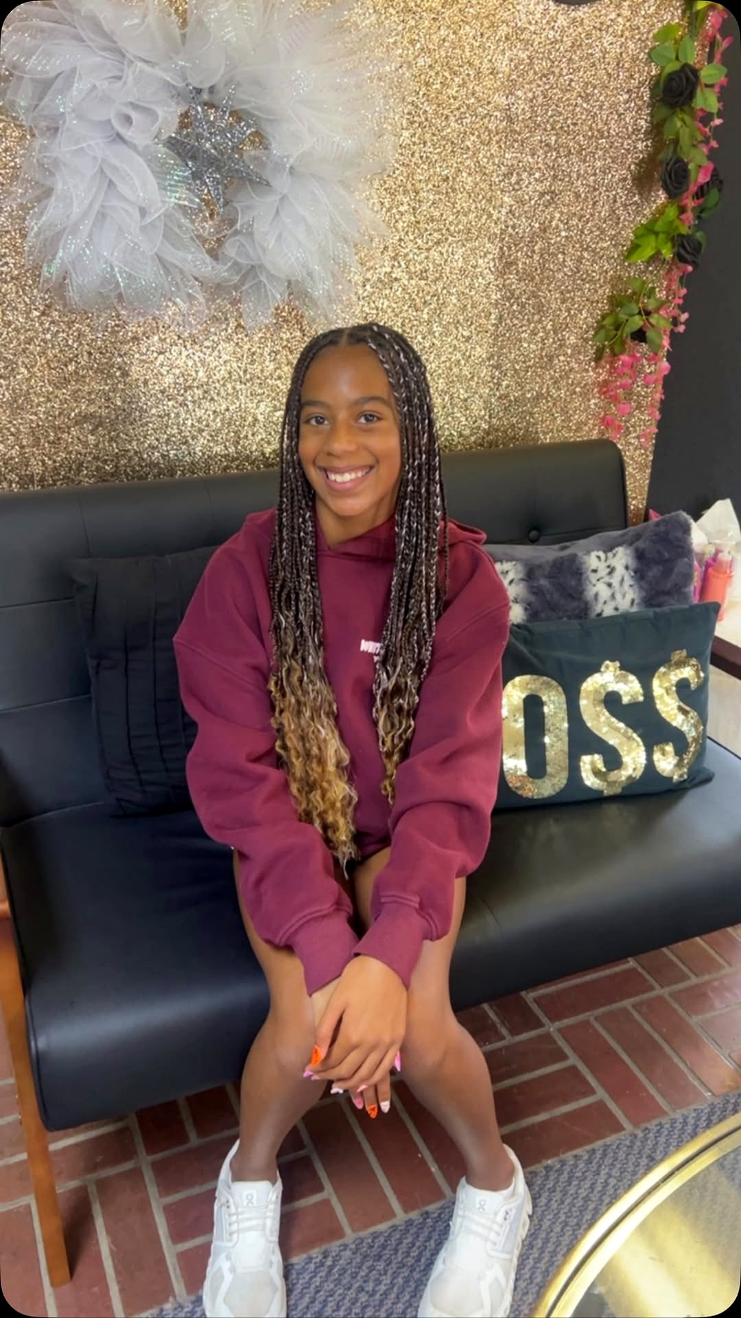 Kids’ ombre wavy braids at Berly's salon in McKeesport, Pennsylvania